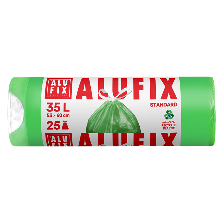 ALUFIX Garbage bags drawstring 35L/25buc, HDPE 53x60cm